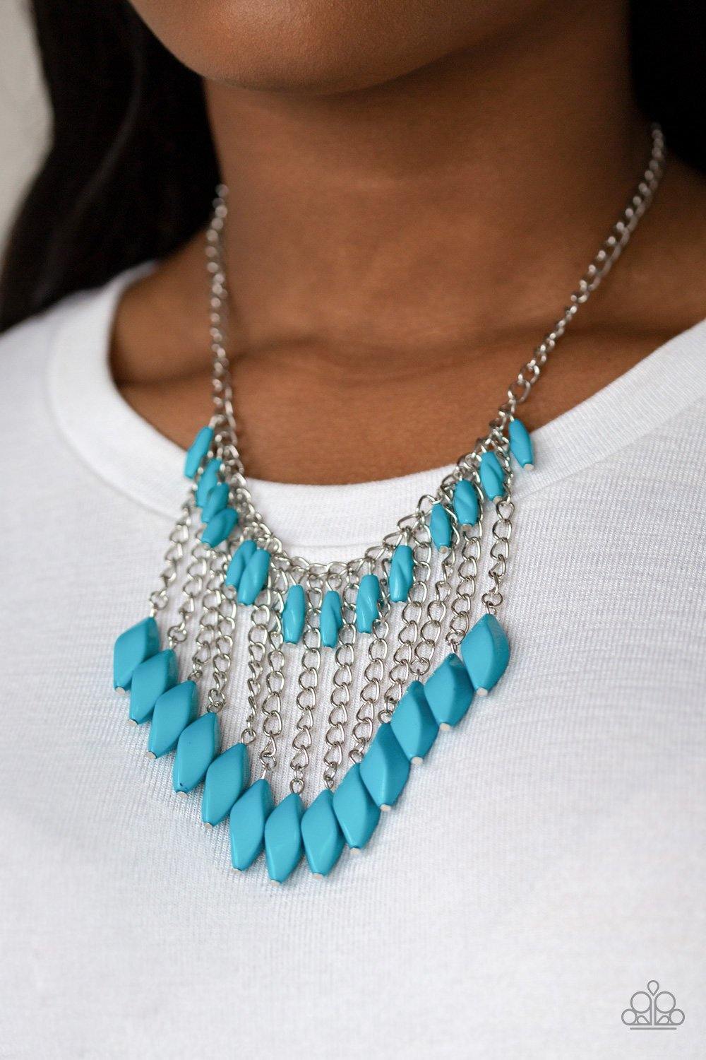 Venturous Vibes - Blue Necklace - Paparazzi Accessories - Sassysblingandthings