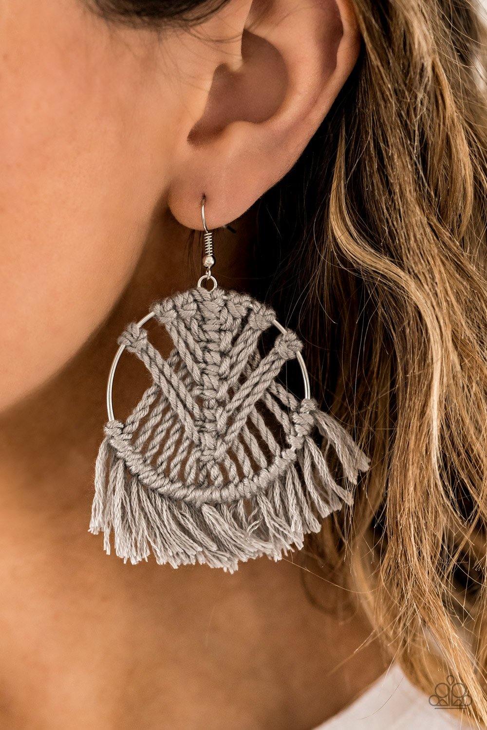 All About MACRAME - Silver Earrings - Paparazzi Accessories - Sassysblingandthings