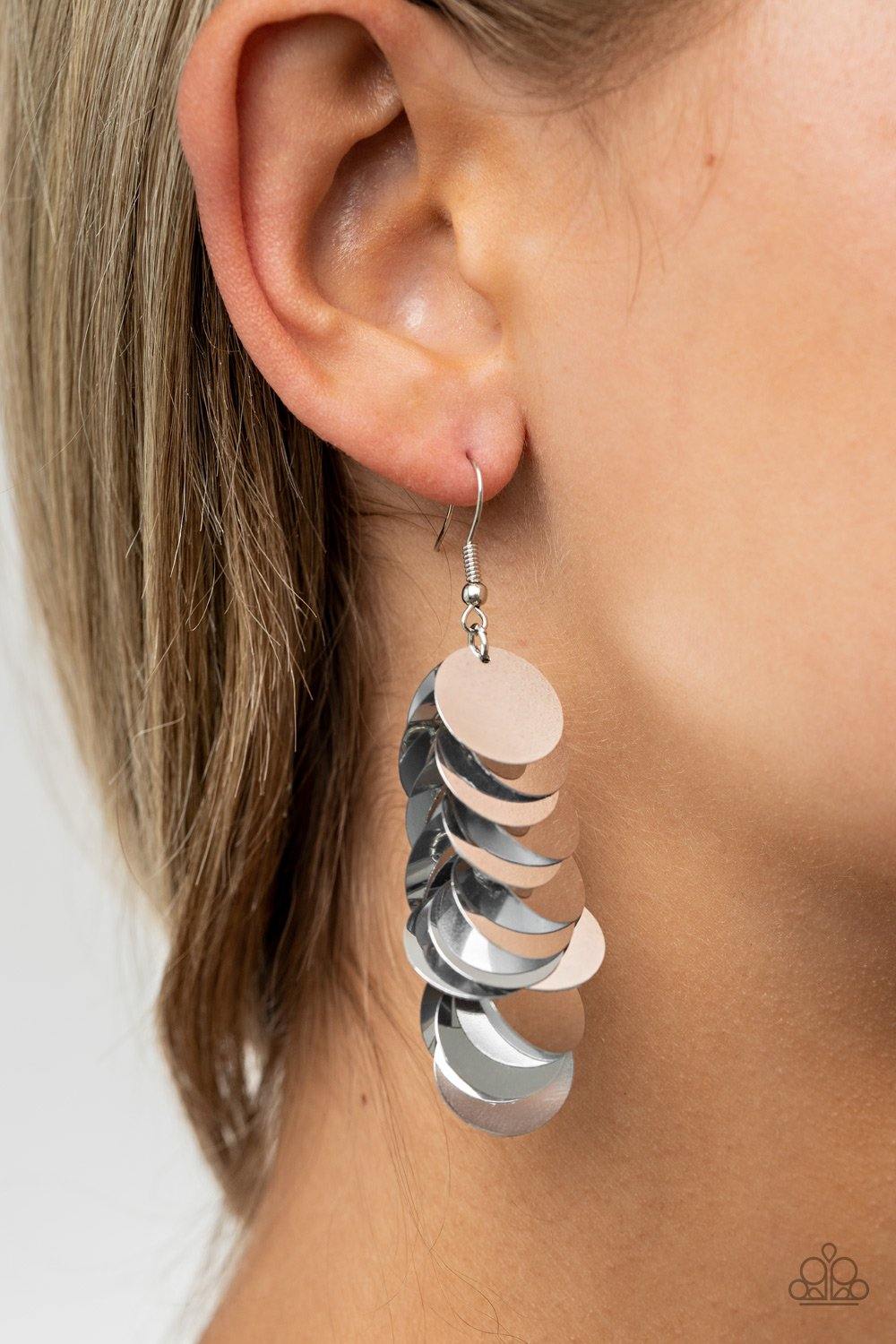Now You Sequin It - Silver Earrings - Paparazzi Accessories - Sassysblingandthings