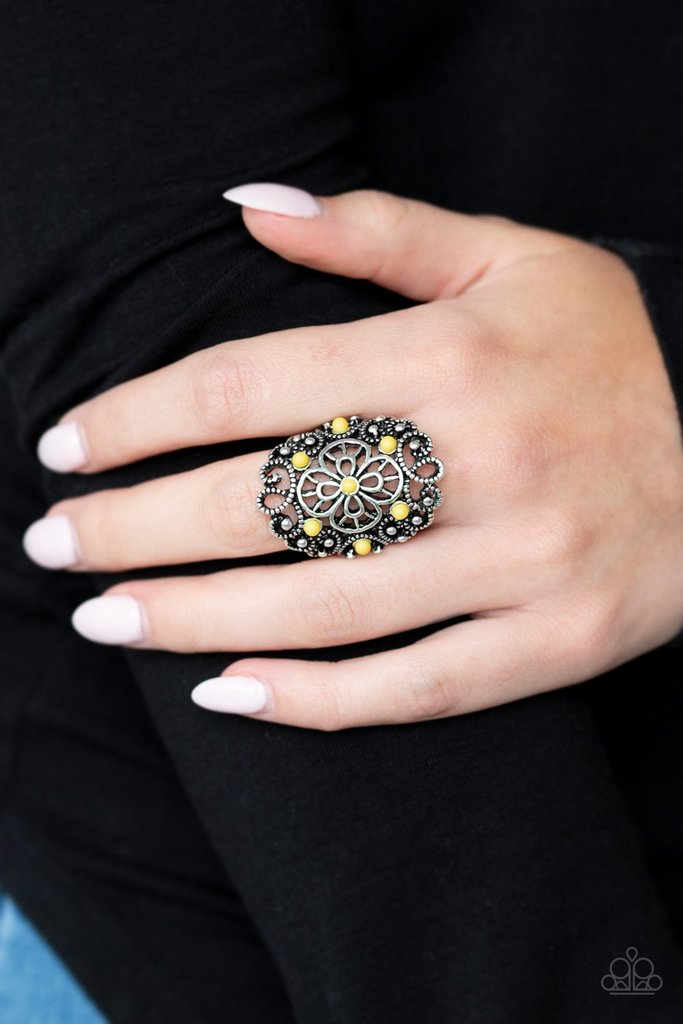 Floral Fancies - Yellow Ring - Paparazzi Accessories
